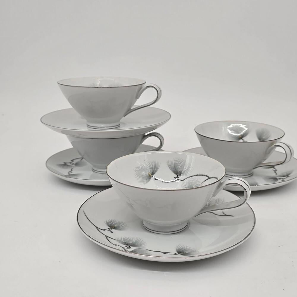 Mikasa Ma-tsu Footed 4-Cup & 4-Saucer Set Made In Japan 1940's